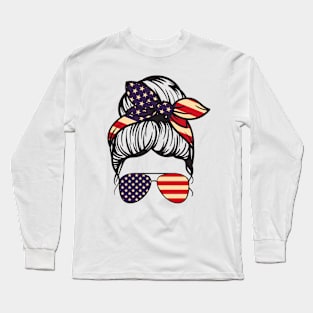 American Mom With Sunglasses Long Sleeve T-Shirt